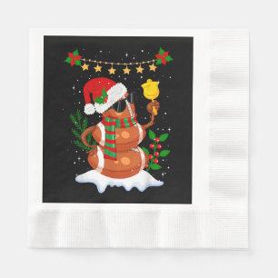 Football ball Snowman Santa Hat Merry Christmas Napkin