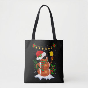 Football ball Snowman Santa Hat Merry Christmas Tote Bag