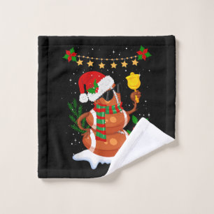 Football ball Snowman Santa Hat Merry Christmas Wash Cloth
