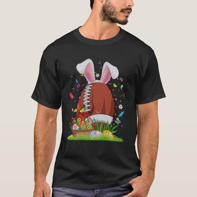 Football Ball With Bunny Ears Easter Day Men Boys  T-Shirt (Front)