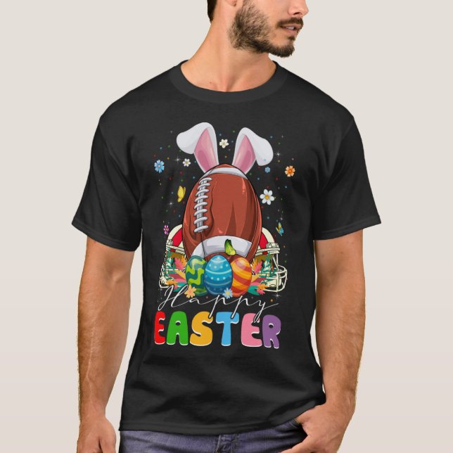 Football Ball With Bunny Ears Easter Day Men Boys  T-Shirt (Front)