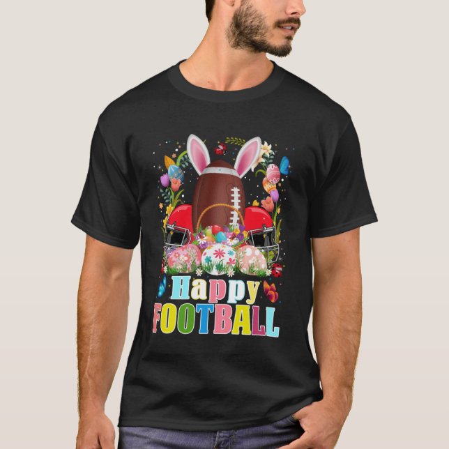 Football Ball With Bunny Ears Easter Day Men Boys  T-Shirt (Front)