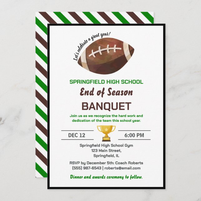 Football Banquet Invitation (Front/Back)
