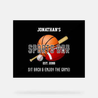 Football Baseball Basketball Sports Bar Acrylic Sign