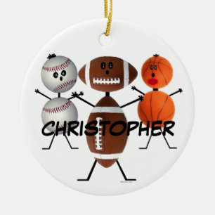 Football Basketball Baseball Cartoon Ceramic Ornament
