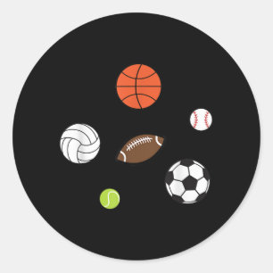 Football Basketball Baseball Sports Fan Classic Round Sticker
