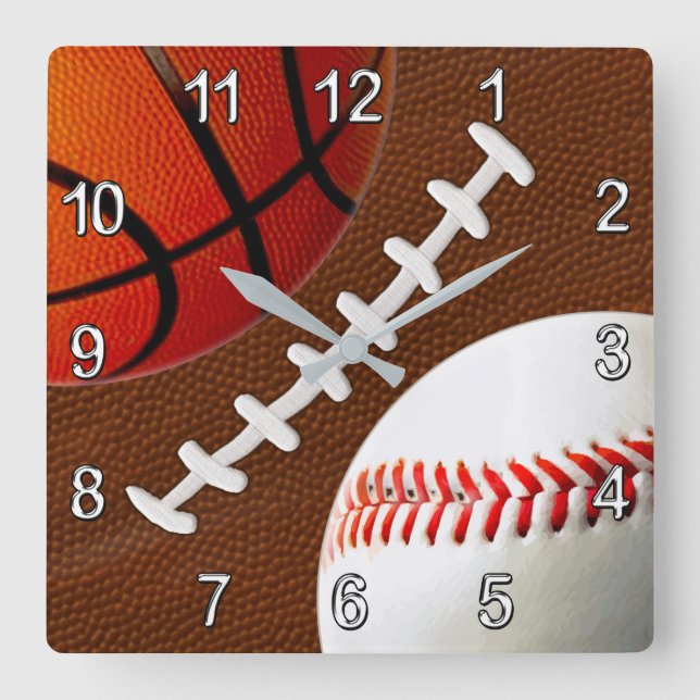 Football, Basketball Baseball Sports Wall Clock (Front)