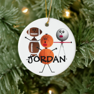 Football Basketball Golf Cartoon Ceramic Ornament
