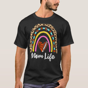 Football Basketball Mum Boho Rainbow Football Bask T-Shirt