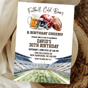 Football Beers Birthday Cheers Invitation