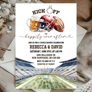  Football Beers Kick Off Couple Shower Invitation