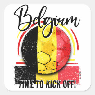 Football Belgium Flag, Belgian Square Sticker