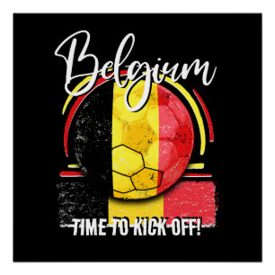 Football Belgium Flag Euro, Retro Belgian Soccer Poster