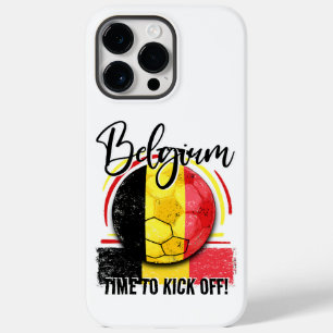 Football Belgium Flag Euro, Vintage Soccer Sports Case-Mate iPhone 14 Pro Max Case