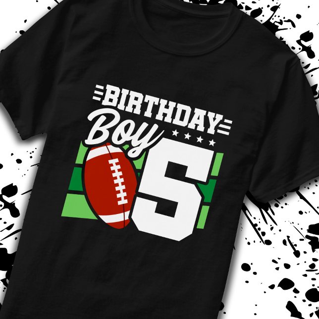 Football Birthday 5 Year Old Boy 5th Birthday T-Shirt (Creator Uploaded)