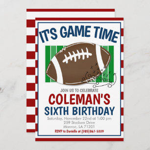 Football Birthday ANY COLOR COMBO Invitation