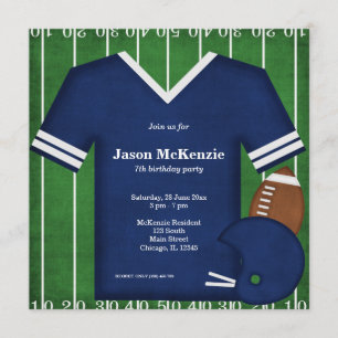 Football Birthday (Blue) Invitation