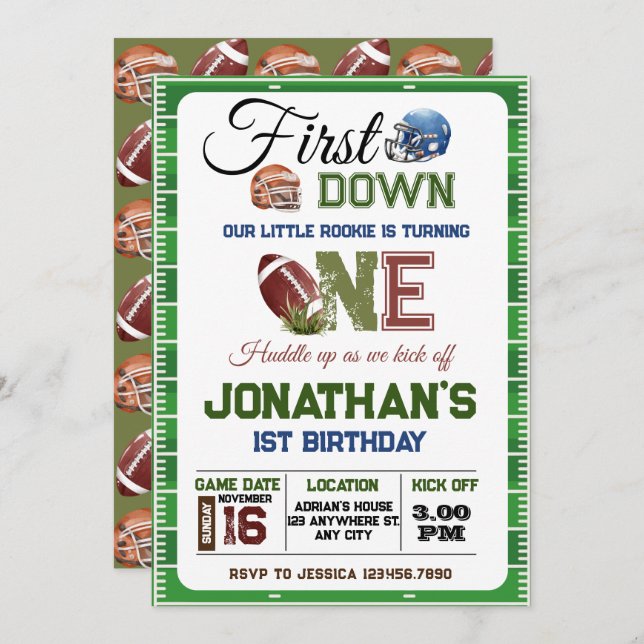 Football Birthday boy  Invitation (Front/Back)