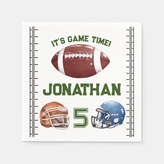 Football Birthday boy  Napkin (Front)