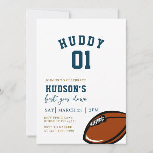 Football Birthday,First Year Down,Game On Invitation