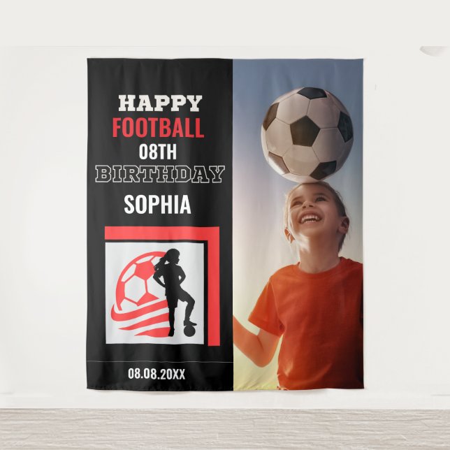 Football Birthday, Football Girl Player Backdrops Tapestry (Front)