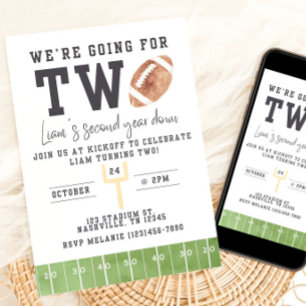 Football Birthday, Football Invitation Second Birt