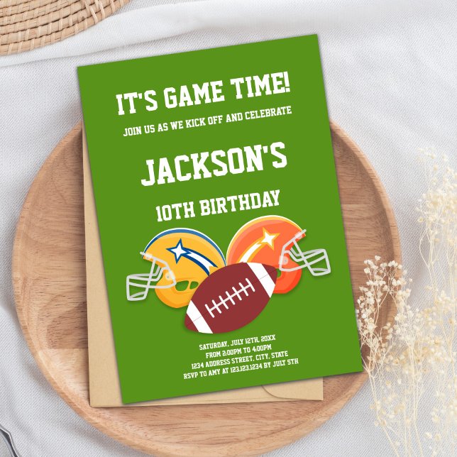 Football Birthday Invitation (Yellow Orange Football Birthday Invitations)