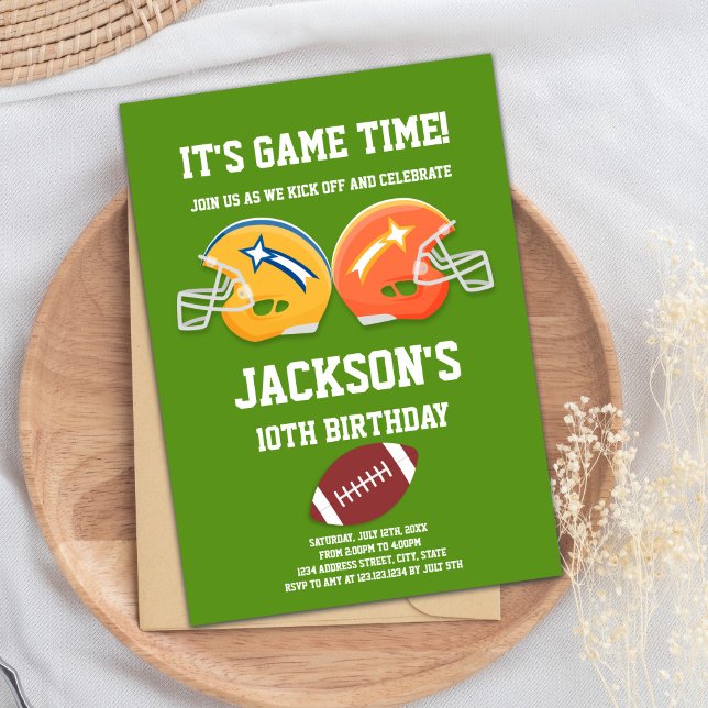 Football Birthday Invitation (Green Football Birthday Invitations)