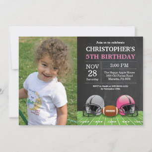 Football Birthday Invitation Birthday Party Pink