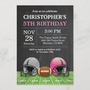 Football Birthday Invitation Birthday Party Pink