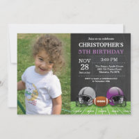 Football Birthday Invitation Birthday Party Purple