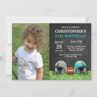 Football Birthday Invitation Birthday Party Teal