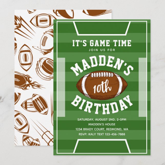 Football Birthday Invitation | Football Invitation (Front/Back)