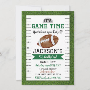 Football Birthday Invitation White