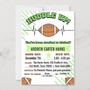 Football Birthday Invitations For Boys Huddle up !