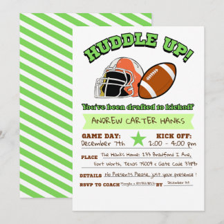 Football Birthday Invitations For Boys Huddle up !