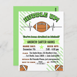Football Birthday Invitations For Boys Huddle up !