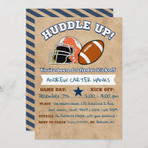 Football Birthday Invitations For Boys Huddle up !