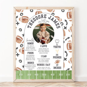 Football Birthday Milestone Poster First Year Down