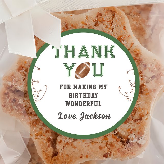 Football Birthday Party Classic Round Sticker (Creator Uploaded)