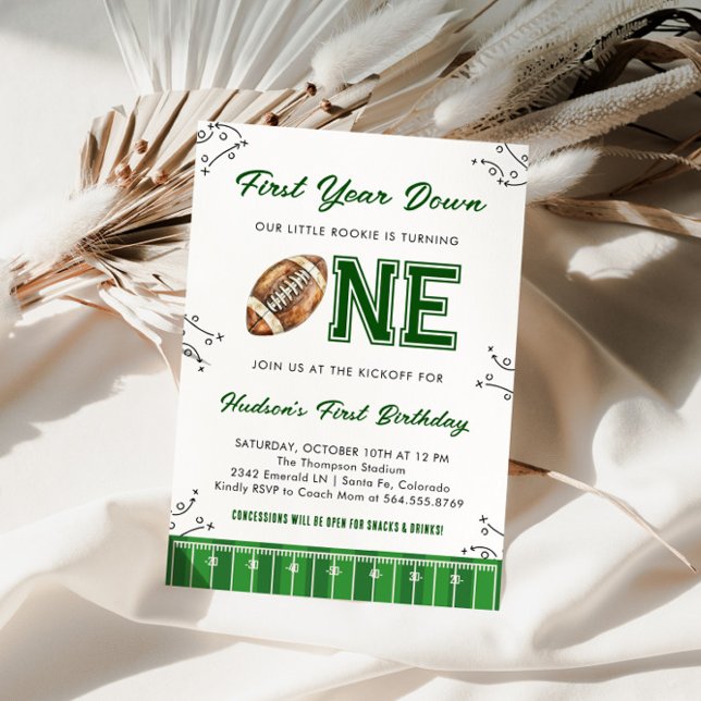 Football Birthday Party First Year Down Invitation (Creator Uploaded)