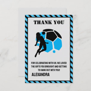 Football Birthday Party, Football Girl Player Thank You Card