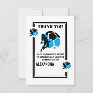 Football Birthday Party, Football Girl Player  Thank You Card