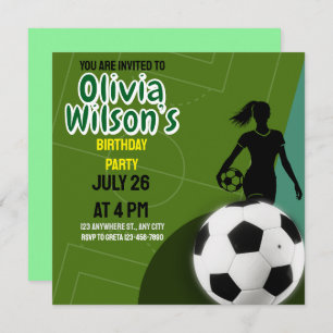 Football Birthday Party, Football Player Girl Invitation