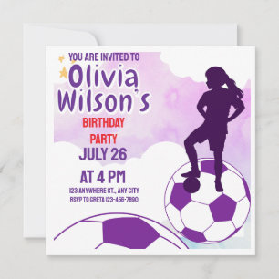 Football Birthday Party, Football Player Girl Invitation