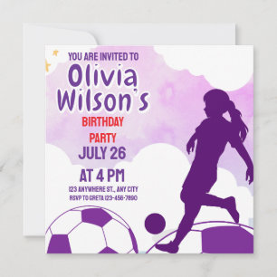 Football Birthday Party, Football Player Girl Invitation