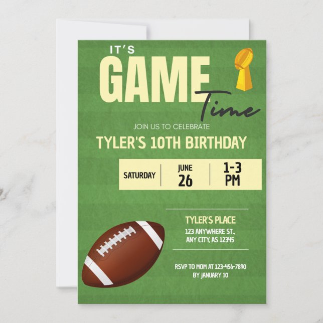 Football Birthday Party Invitation (Front)