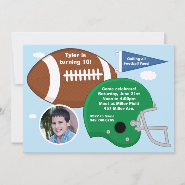 Football Birthday Party Invitation (Front)