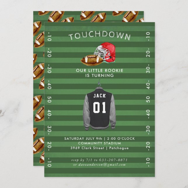 Football Birthday Party Invitation (Front/Back)