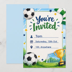 Football Birthday Party Invitation, Soccer Theme Card